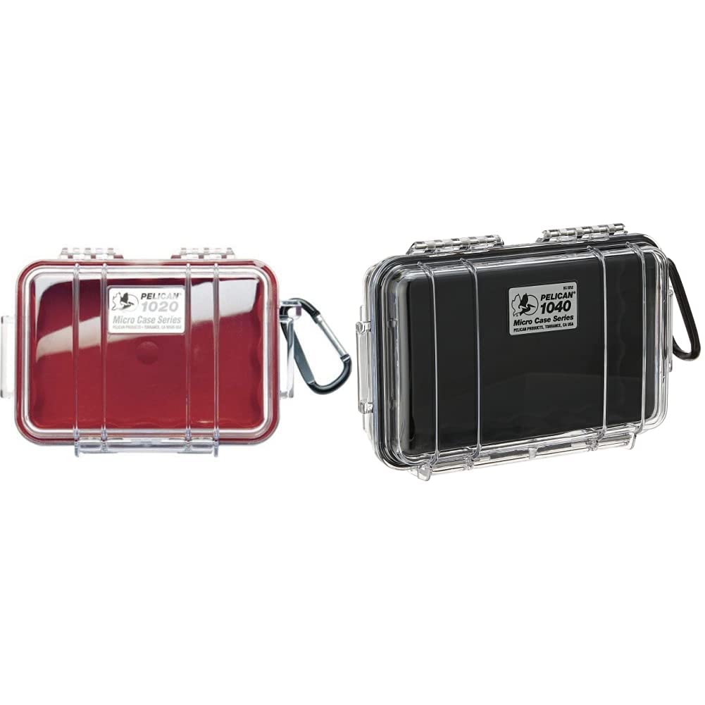 Pelican 1020 Micro Case (Red/Clear) & Pelican 1040 Micro Case (Black/Clear), Model:1040-025-100 Red/Clear Case + Case (Black/Clear) - BeesActive Australia