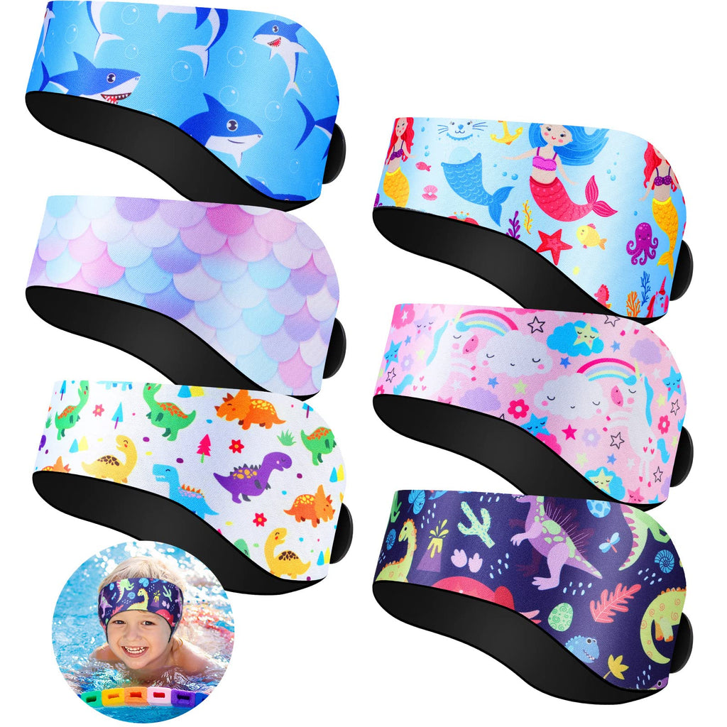 6 Pcs Swimming Headband for Kids Swimmer's Headband Waterproof Adjustable Swim Headband Swimmer Ear Band Ear Protection Headband to Keep Water Out and Hold Earplugs in for Surfing Bathing Kayaking - BeesActive Australia