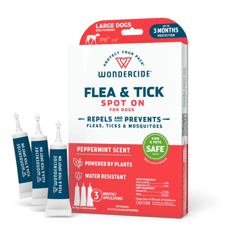 Wondercide - Flea and Tick Dog Spot On - Flea, Tick, and Mosquito Repellent, Prevention for Dogs with Natural Essential Oils - Pet and Family Safe Up to 3 Months Protection - Large 3 Tubes of 0.17 oz - BeesActive Australia
