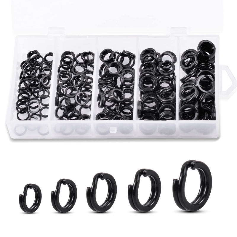 JOGFFDE Fishing Split Rings Assortment Kit - 200PCS Stainless Steel Double Flat Wire Snap Ring High Strength Lure Hook Connector Fishing Accessories - BeesActive Australia
