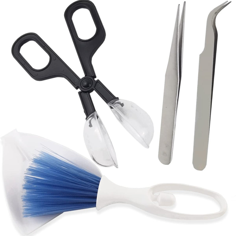 NSBELL Reptile Scooper Feeding Tool, Mini Dustpan and Brush, Straight and Curved Stainless Steel Tweezers for Reptile, Hedgehog, Hamsters, Guinea Pig, Rat, Lizard and Other Small Animals Supplies - BeesActive Australia