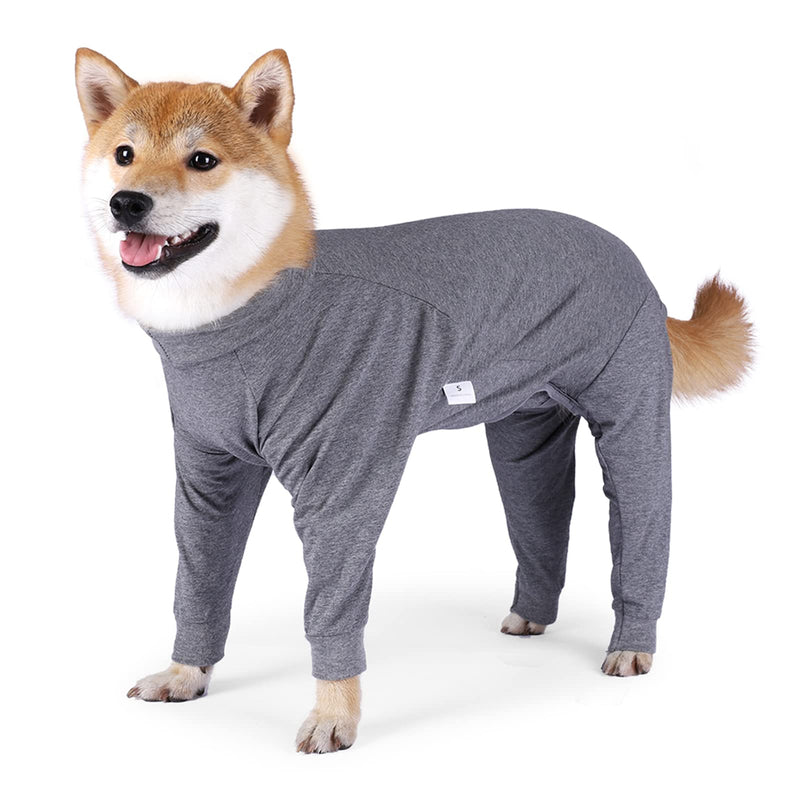 Pinellia Dog Recovery Suit, Abdominal Wound After Surgery Wear, Prevent Licking Wounds, E-Collar & Cone Alternatives, Long Sleeve Postoperative Shirts Dog Pajamas Prevent Shedding L Gray - BeesActive Australia