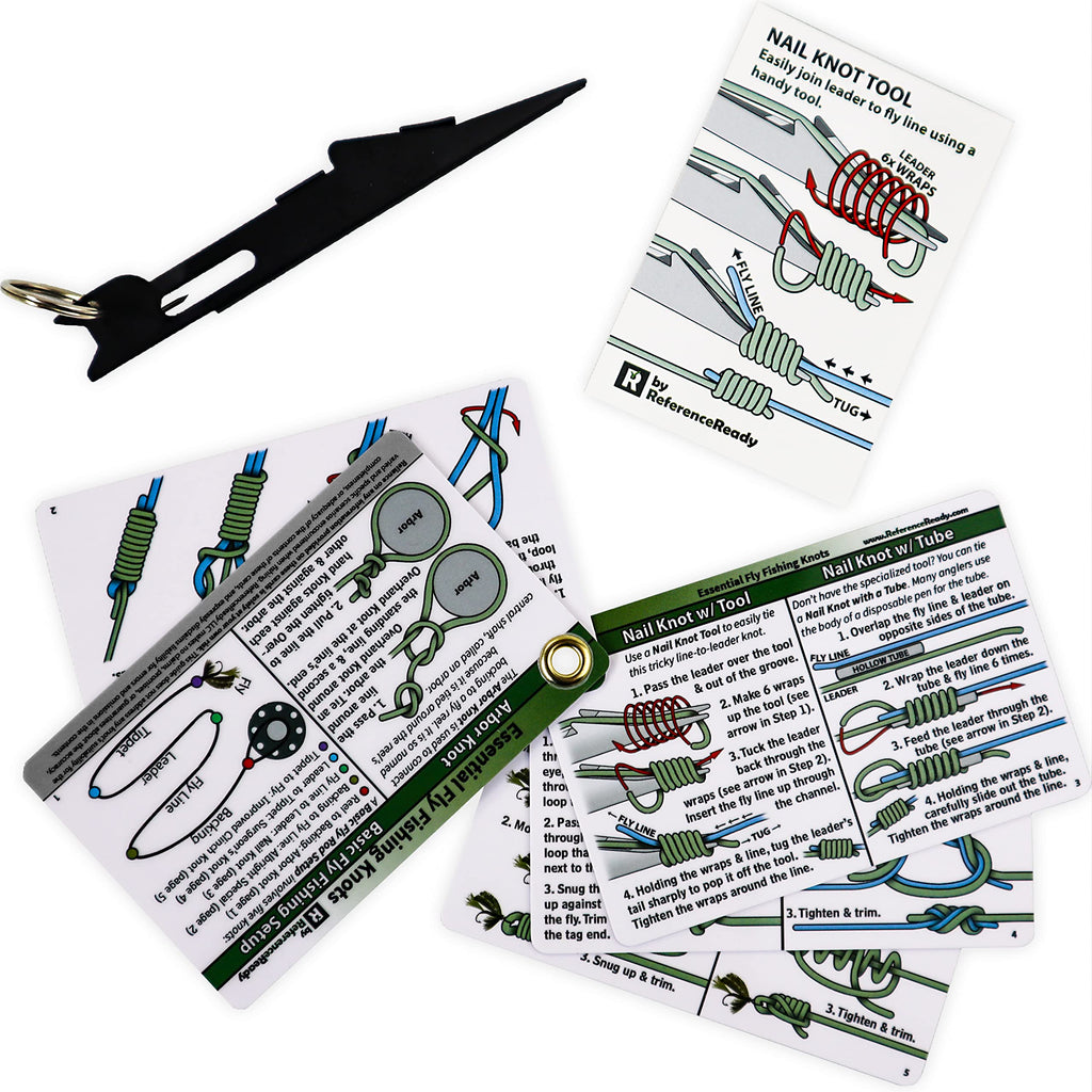 ReferenceReady Nail Knot Tool Combo - Fly Fishing Knot Cards, Nail Knot Tying Tool, and Fly Box Sticker - BeesActive Australia