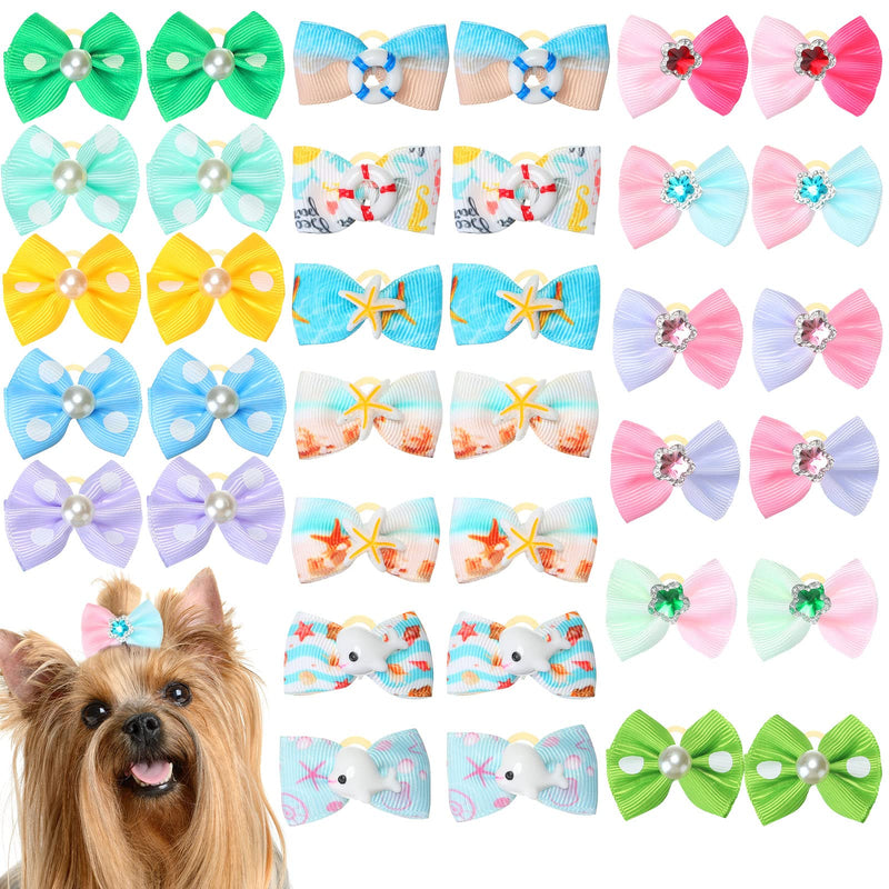 36 Pcs Dog Bows,18 Pairs Yorkie Dog Puppy Hair Bows with Rubber Bands Dog Hair Bows Girl Dog Yorkie Accessories Dog Grooming Bows Pet Hair Bowknot Dog Hair Accessories for Puppy Doggie Poodle Doggy - BeesActive Australia