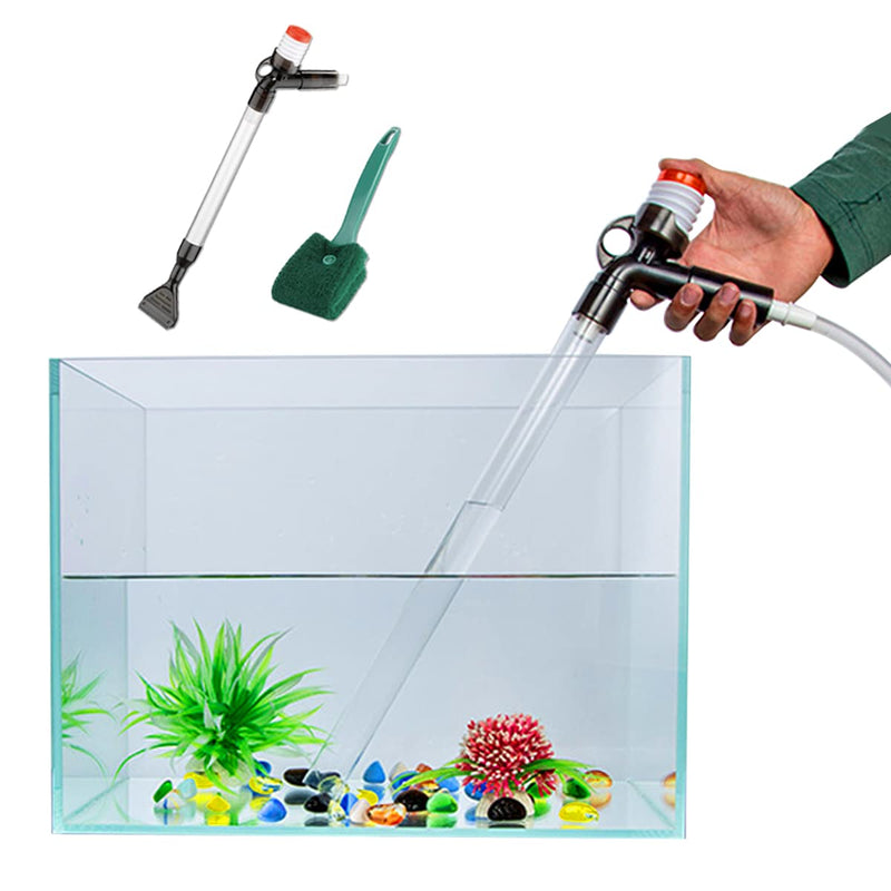 PULACO Aquarium Gravel Cleaner, New Quick Water Changer with Air-Pressing Button, Fish Tank Sand Cleaner Kit with Free Aquarium Brush - BeesActive Australia