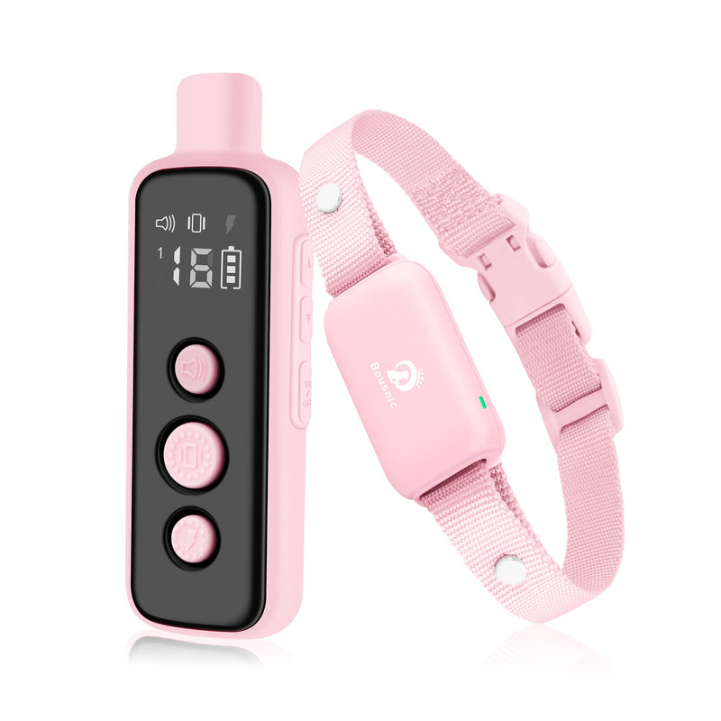 Bousnic Shock Collar for Dogs - Waterproof Rechargeable Dog Electric Training Collar with Remote for Small Medium Large Dogs with Beep, Vibration, Safe Shock Modes (8-120 Lbs) (Pink) - BeesActive Australia