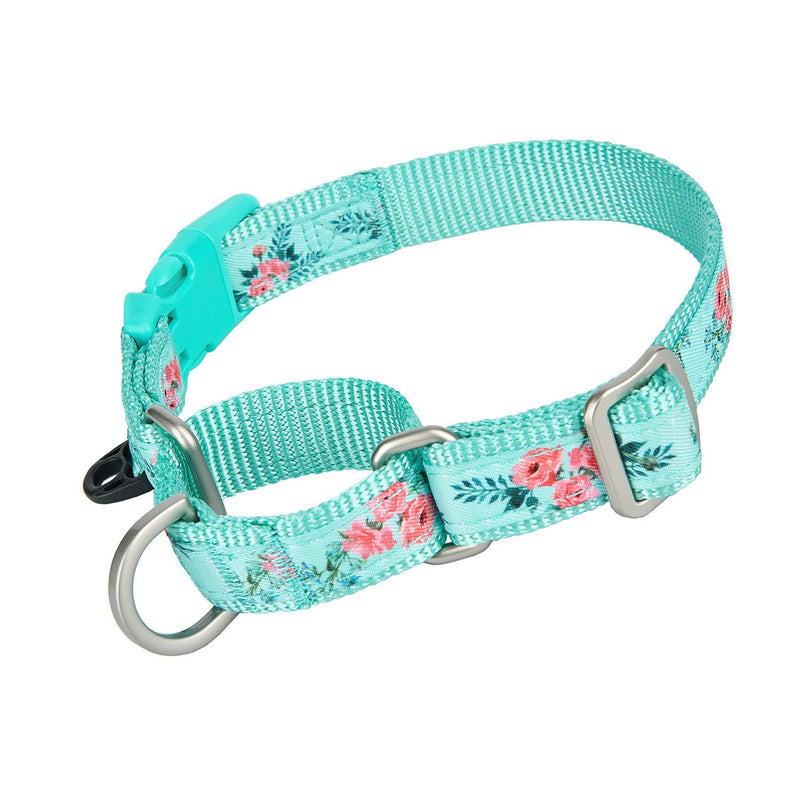 YUDOTE Martingale Dog Collars with Quick Snap Buckle in Floral Print, Flower Nylon No Pull Collars for Female Male Large Medium Small Dogs Large (Neck 15"-19") Green - BeesActive Australia