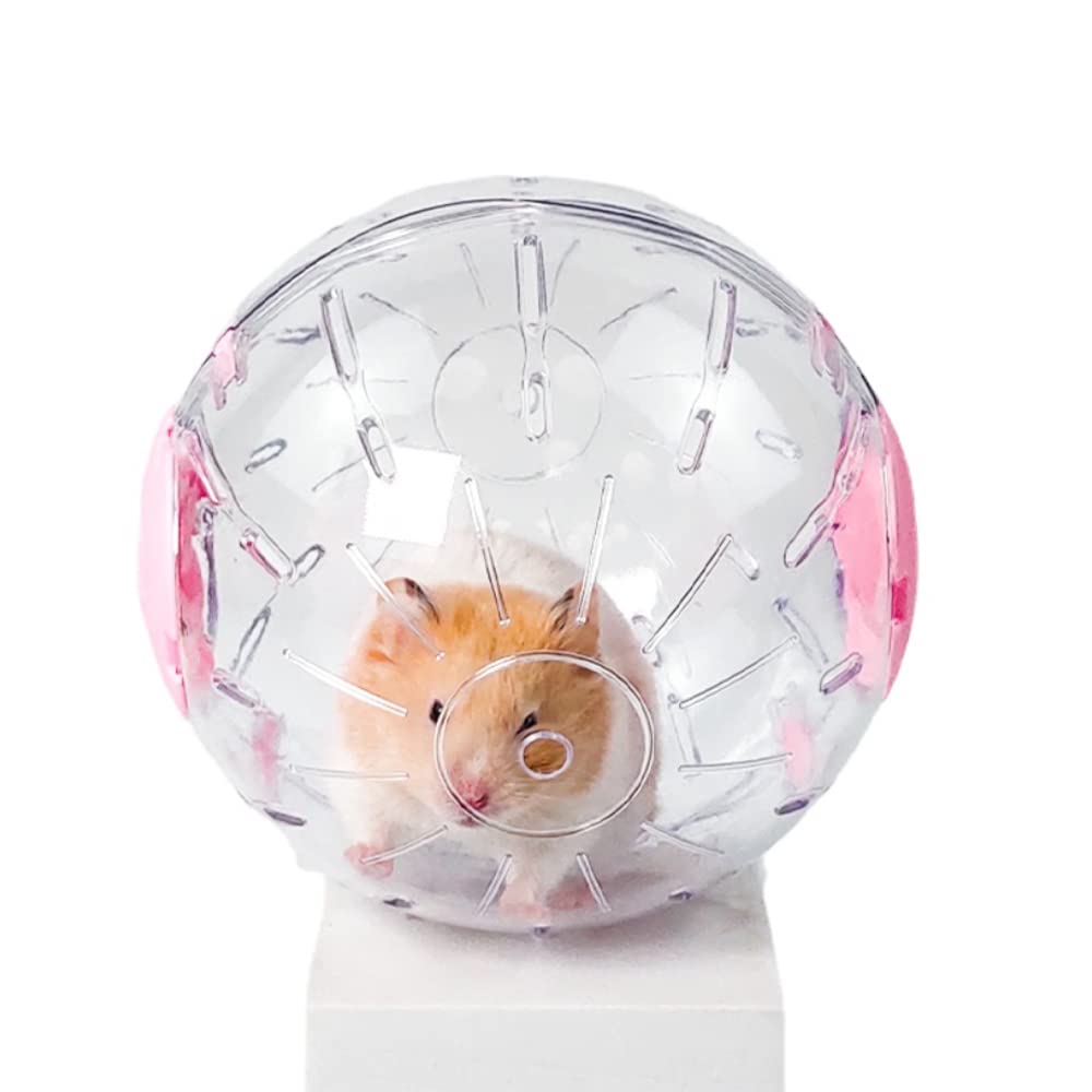 Hamster Ball Clear Plastic Sport Ball for Hamster Running Exercise Ball with Stand Small Pet Rodent Guinea Pig Mice Gerbil Jogging Ball Toy 12cm/4.72inch Pink - BeesActive Australia