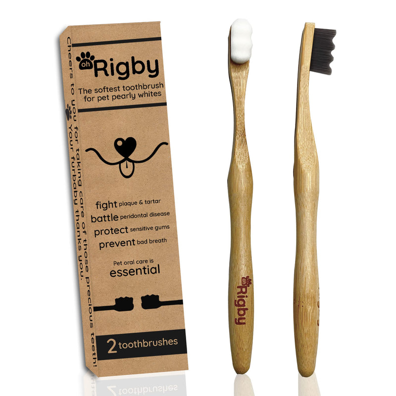 OH RIGBY Dog Toothbrush- 10,000 Ultra-Soft Bristles for Sensitive Pet Teeth & Gums- Natural Bamboo Toothbrush for Comfortable, Gentle Deep Cleaning - BeesActive Australia