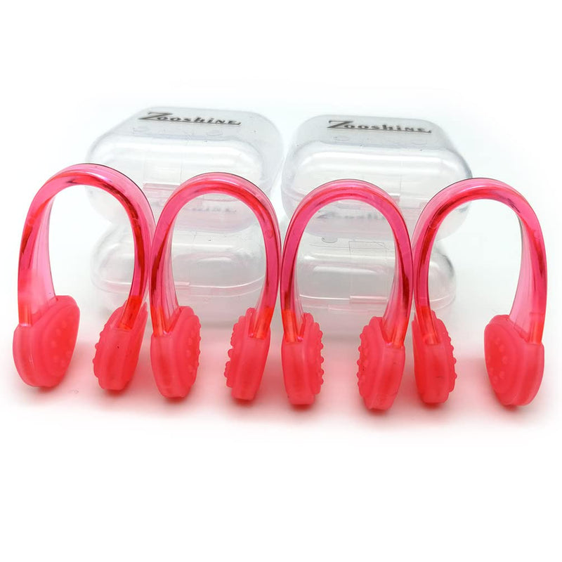 Set of 4 Waterproof Swimming Nose Clips for Adults Kids Age 8+ Nose Plugs for Diving Swimming and Other Water Sports (Pink) Pink - BeesActive Australia