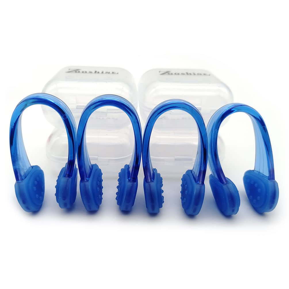 Set of 4 Waterproof Swimming Nose Clips for Adults Kids Age 8+ Nose Plugs for Diving Swimming and Other Water Sports (Blue) Blue - BeesActive Australia