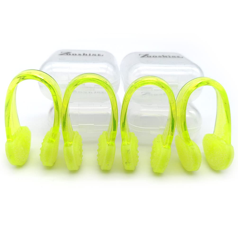 Set of 4 Waterproof Swimming Nose Clips for Adults Kids Age 8+ Nose Plugs for Diving Swimming and Other Water Sports (Yellow) Yellow - BeesActive Australia