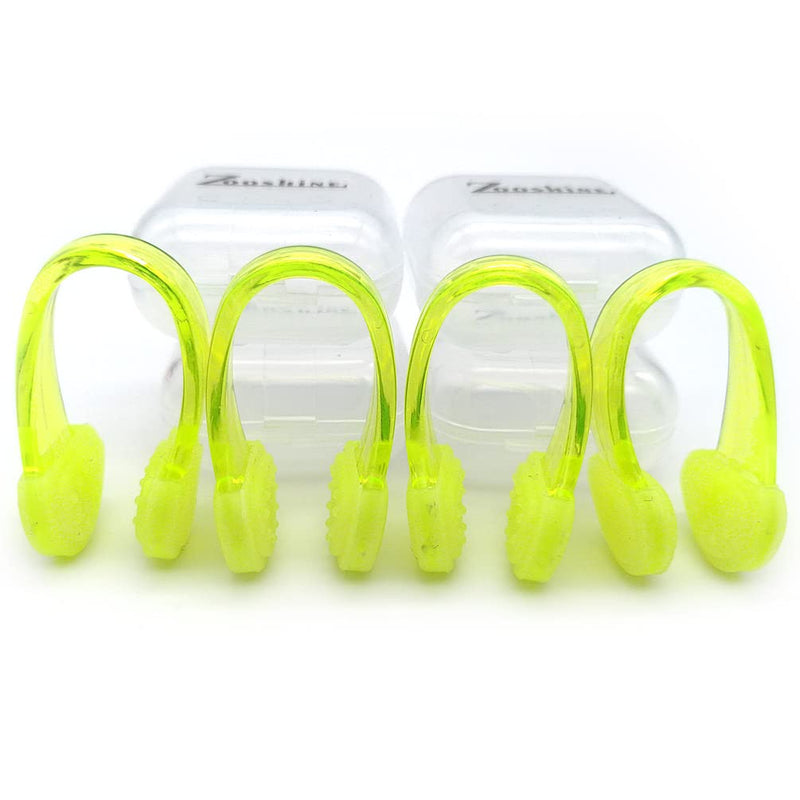 Set of 4 Waterproof Swimming Nose Clips for Adults Kids Age 8+ Nose Plugs for Diving Swimming and Other Water Sports (Yellow) Yellow - BeesActive Australia