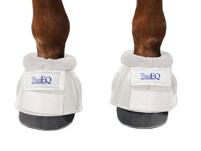 One Stop Equine Shop BasEQ PVC Fleece Top Bell Boots Cob White - BeesActive Australia