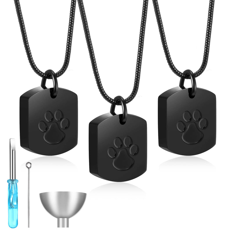 3 Pcs Pet Cremation Jewelry Urn Necklace Memorial Ashes Necklace for Women Men Keepsake Pendant Pet Necklace Paw Print Necklace for Pet Cat Dog Ashes with Filling Kit - BeesActive Australia