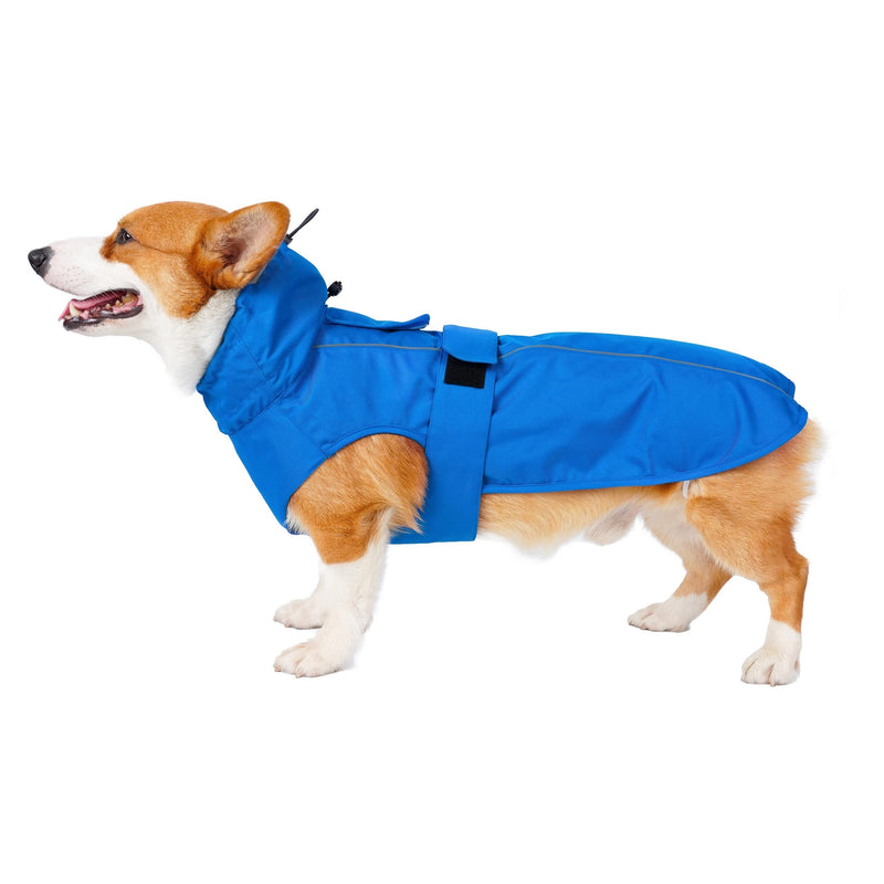 Waterproof Dog Raincoat with Reflective Strip, Adjustable Breathable Rain Coat Jacket with Leash Hole for Pets Small Blue - BeesActive Australia