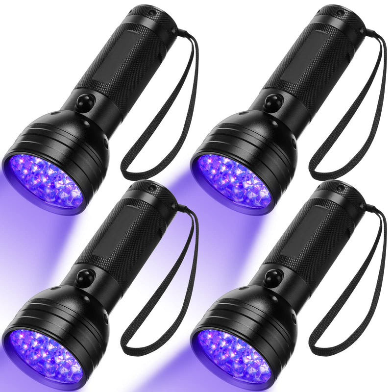 UV Flashlight Black Light 51 LED 395 nm Detector UV Light Handheld Blacklight for Pet Urine Detector, Dry Stains, Bed Bug, Battery Not Included (4 Pieces) - BeesActive Australia