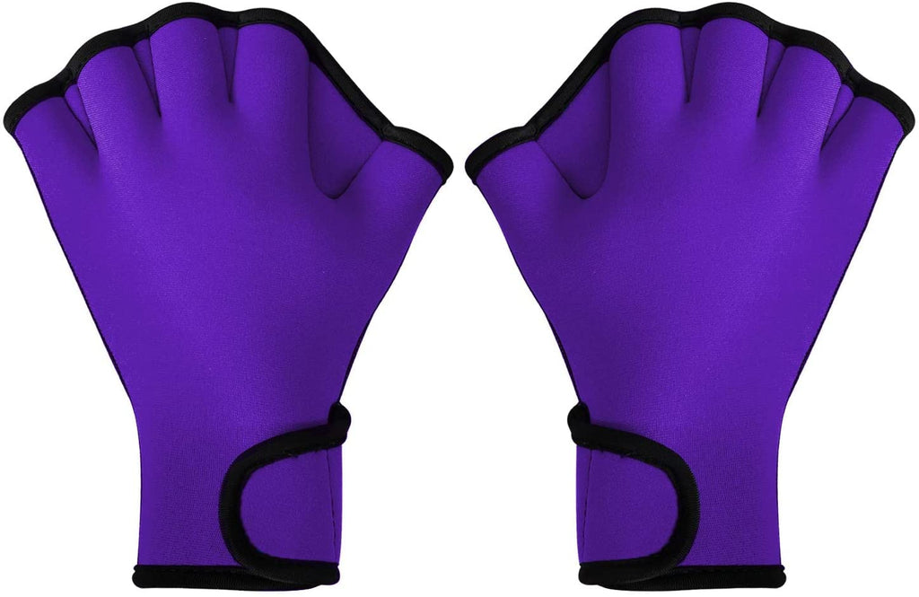 TAGVO Aquatic Gloves for Helping Upper Body Resistance, Webbed Swim Gloves Well Stitching, No Fading, Sizes for Men Women Adult Children Aquatic Fitness Water Resistance Training Small Purple - BeesActive Australia