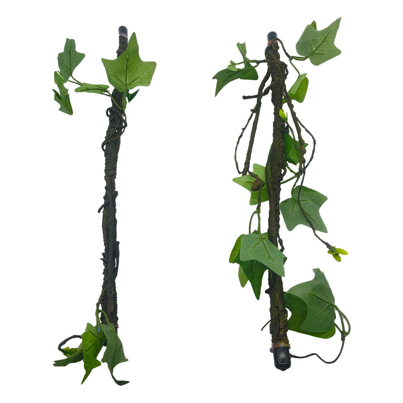 Reptile Jungle Vines Artificial Plant Leaves Suction Cup Lizard Tank Decor Bearded Dragon Habitat Accessories for Chameleon Gecko Snake Tree Frog 2PCS - BeesActive Australia