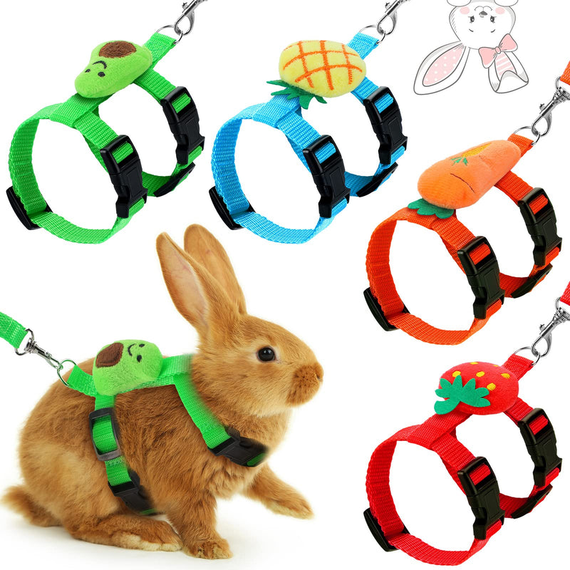 4 Sets Adjustable Bunny Rabbit Harness and Leash Set Small Pet Cute Vest Harness Leash Ferret Harness Guinea Pig Harness Ferret Leash with Decorations for Bunny Kitten Puppy, Small Pets Fruit - BeesActive Australia