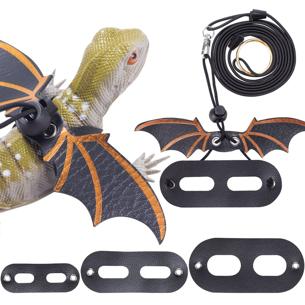 OIIKI Bearded Dragon Leash Hardness, Adjustable Lizard Traction Rope, Wing, 3 Sizes Soft Leather Harness, Reptile Amphibian Leash Accessories for Bearded Dragon, Lizard and Other Small Pets - BeesActive Australia