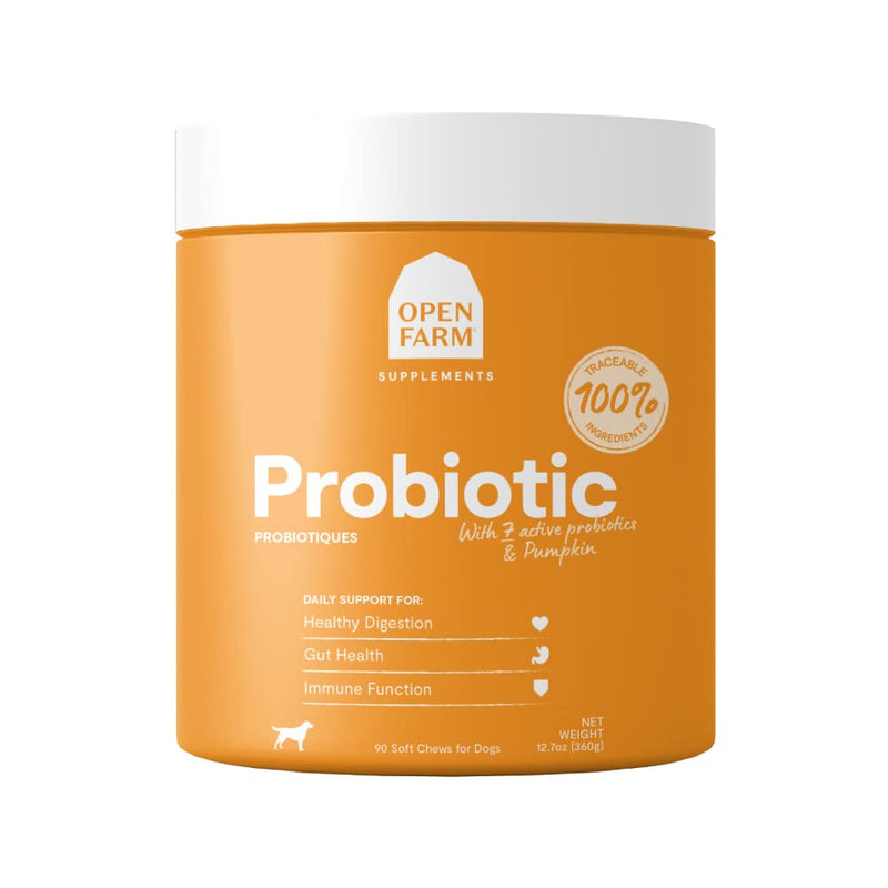 Open Farm Probiotic Chews, Dog Supplement, Dog Vitamins, Supports Normal Flora and Bowel Movement Using Traceable and Vet-Approved Ingredients, 12.7 oz, 90 Count - BeesActive Australia