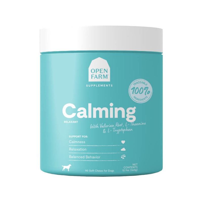 Open Farm Calming Chews, Dog Supplement, Dog Vitamins, Promote Calmness and Reduce Anxiousness Using Traceable and Vet-Approved Ingredients, 12.7 oz, 90 Count - BeesActive Australia