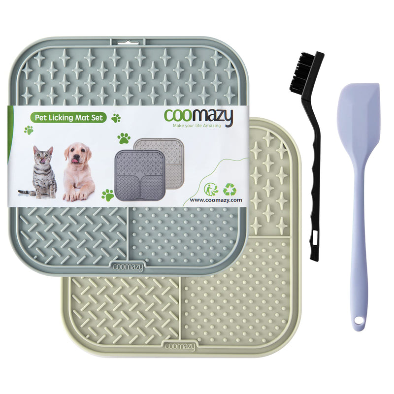 Coomazy Lick Mat for Dog and Cat, Slow Feeder & Non-Slip Design, Boredom and Anxiety Reducer, Suitable for Food, Treats, Yogurt, Peanut Butter and Liver Paste, BPA-Free, Non-Toxic, 2-Packs - BeesActive Australia