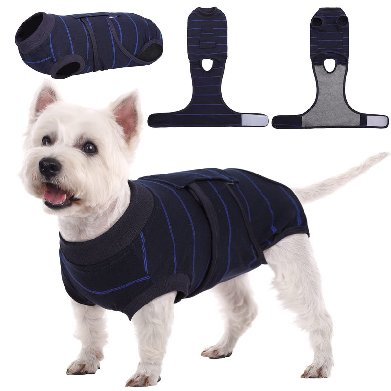 Kuoser Recovery Suit for Dogs Cats After Surgery, Pet Recovery Onesie Calming Shirt Dog Abdominal Wounds Bandages, Anti-Licking Pet Surgical Snugly Suit, Substitute E-Collar & Cone Medium (Back: 13.4" - 16.1"; Weight: 14 - 25LB) Blue - BeesActive Australia