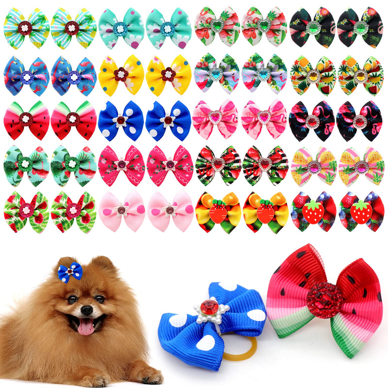 Petbuy 40PCS (20 Paris) Dog Bows Cute Puppy Dog Small Bowknot Hair Bows with Rubber Bands Small Dog Hair Bowknot Pet Hair Accessories Pet Grooming Accessories for Party Christmas Birthday - BeesActive Australia
