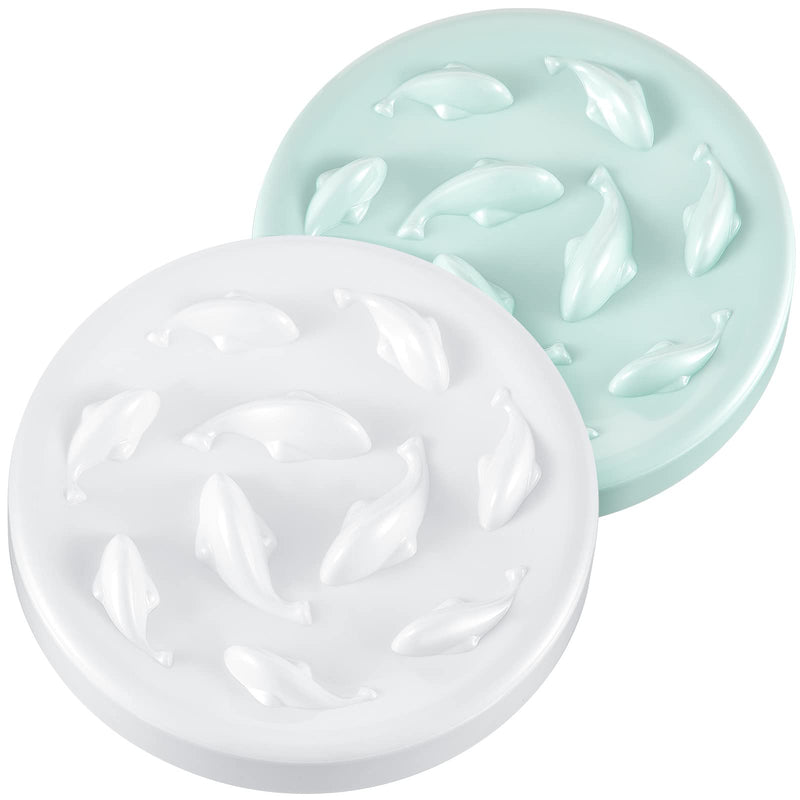 2 Pcs Cat Slow Feeder Bowl Pet Feeder Wet Food Slow Feed Raised Dish Healthy Eating Diet Fun Interactive Feeding Bowls for Cats and Dogs Dishwasher Safe, Fish Pool Design Small White, Green - BeesActive Australia