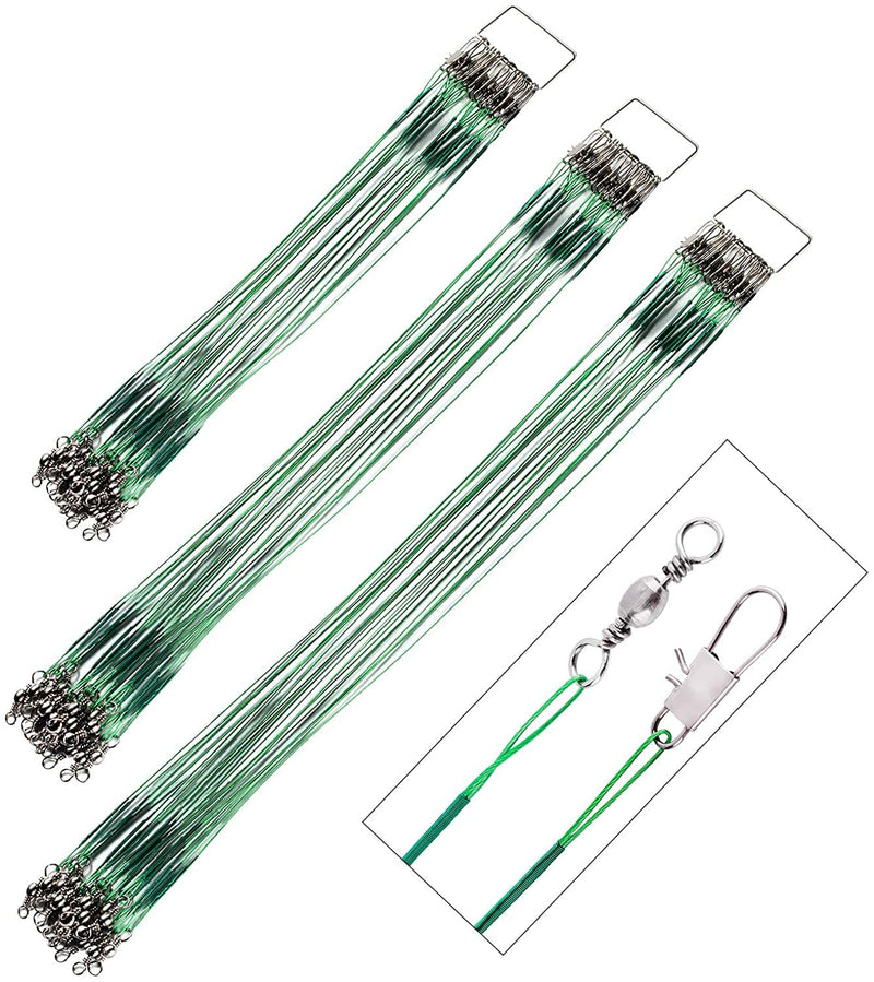 NEJLSD Fishing Leader Line with Swivels Snap Stainless Steel line Fishing Tackle Accessories Wire Leaders for Saltwater & Freshwater 15/20/25cm 72Pcs Green - BeesActive Australia