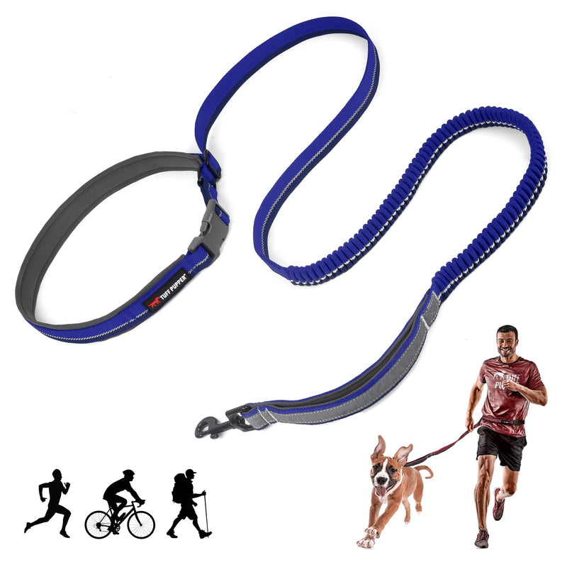 Tuff Pupper Hands Free Bungee Dog Leash | Lightweight for Running Jogging Walking | Adjustable Padded Waist Belt (24-50 inch) | Bungee Stretch 3 to 6 Feet | Strong Ballistic Nylon w/ Reflective Strips - BeesActive Australia