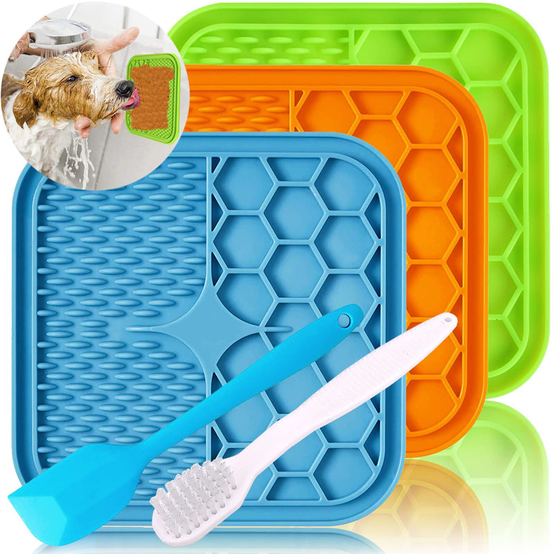 Kwispel Dog Lick Mat, 3 Pcs Lick Mat for Dogs with Suction Cups for Anxiety, Peanut Butter Dog Licking Mat Slow Feeder Dispensing Treater Lick Pad for Dogs Cats Bathing Grooming - BeesActive Australia
