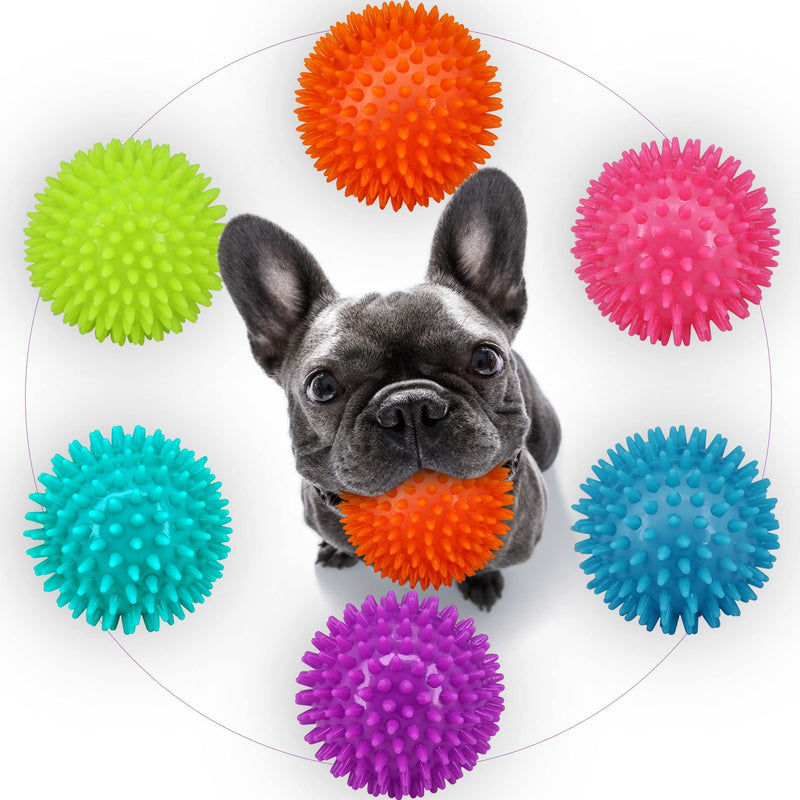 2.5" Squeaky Dog Balls for Small Medium Dogs , 6 Pack Small Dog Chew Toys with Spike, Puppy Toys for Teeth Cleaning and Training - BeesActive Australia