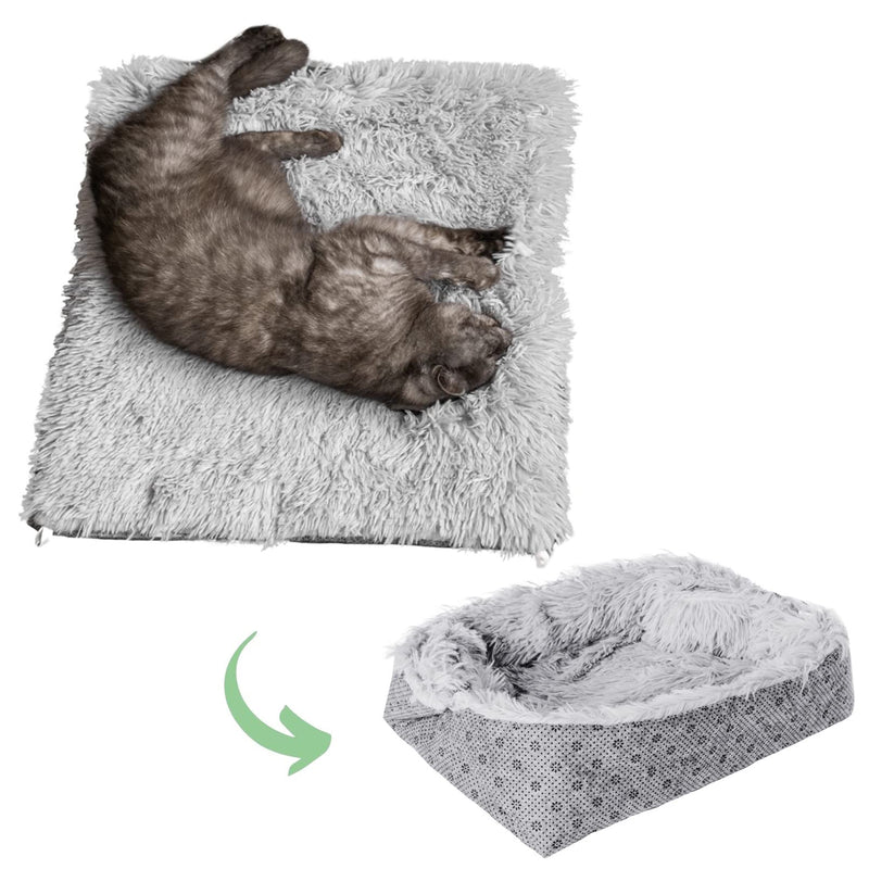 PetFelix Self-Warming Cat Bed Mat, Machine Washable Plush Non-Skid Convertible, for Indoor and Carrier Gray - BeesActive Australia