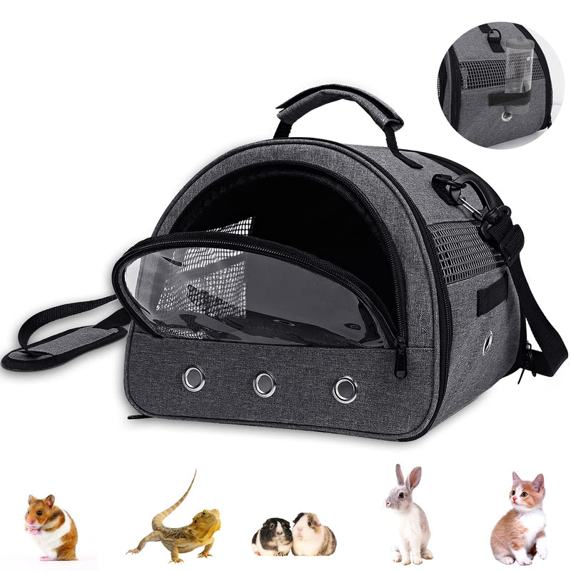 Zhilishu Guinea Pig Carrier, Small Pet Bird Hamster Carrier Bag, Rabbit Bunny Travel Carrier Outdoor Handbag, Breathable Carrier for Small Animals with Water Bottle Holder & Removable Liner Grey - BeesActive Australia