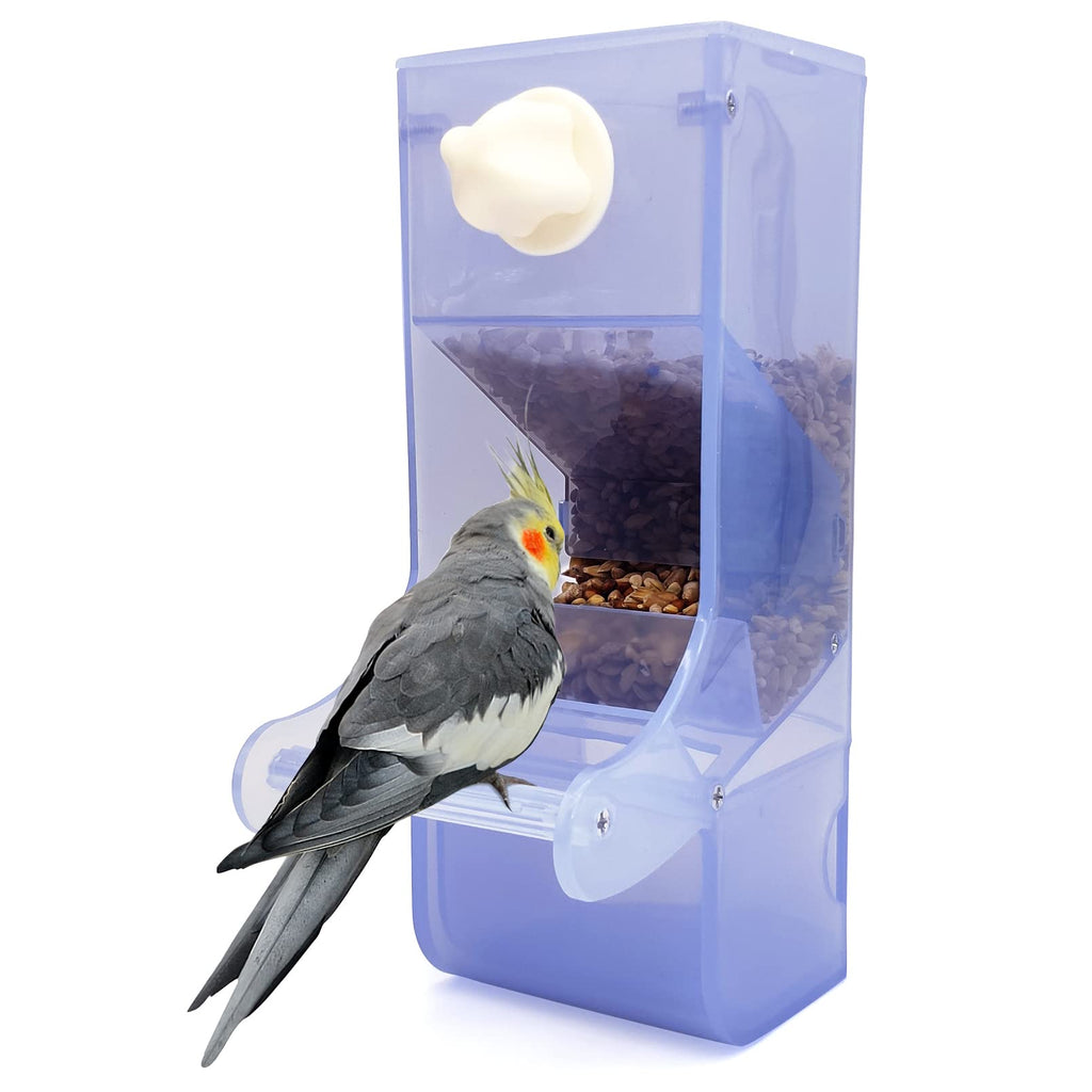 Hamiledyi Parrot Automatic Feeder No Mess Bird Feeder for Cage Parakeet Seed Food Container Plastic Lovebirds Cage Accessories for Small Conures Budgies Canary Finches Blue - BeesActive Australia