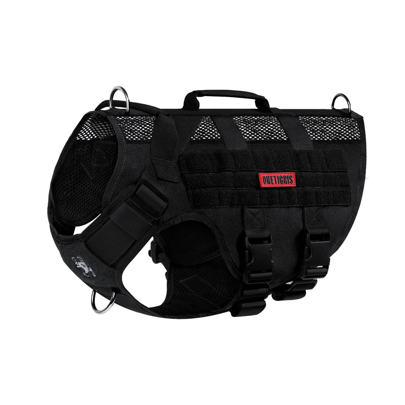 OneTigris No Pull Tactical Dog Harness for Medium Large Dog, Mesh Design Breathable Service Dog Vest with Handle, Military Dog Vest Harness with Molle Panels for Walking Hiking Training Black - BeesActive Australia