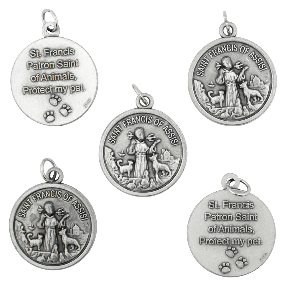 5 Pack of Saint Francis of Assisi Pet Medals | Hang on Dog or Cat's Collar | "St. Francis Patron Saint of Animals, Protect my Pet" | Great Catholic Gift - BeesActive Australia