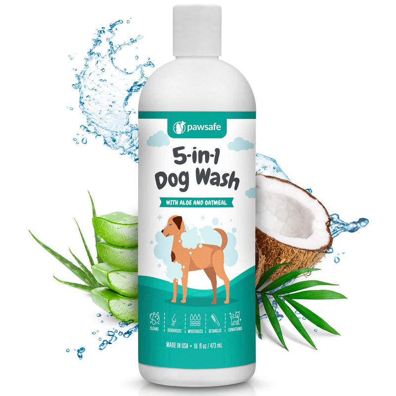 PawSafe Dog Shampoo and Conditioner - 5-in-1 Dog Wash with Moisturizing Aloe and Oatmeal for Dry, Sensitive and Itchy Skin. Helps with Shedding, Dandruff, Allergies and Odor Control - BeesActive Australia