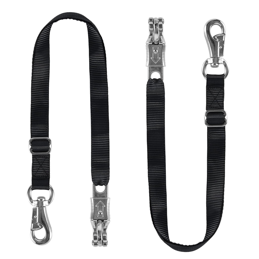 Double Thick Trailer Tie for Horse Haulage, Cross tie with Adjustable Buckle, Panic Snap and Bull Snap – 1 Inch by 36 Inch Black - BeesActive Australia
