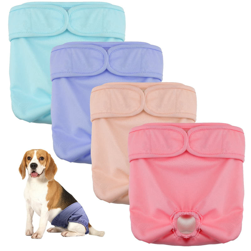 CALHNNA Washble Dog Diapers Female - 4 Pack Highly Absorbent Reusable Dog Period Diaper Female Doggie Diapers for Heat Cycle Solid S (9-15") - BeesActive Australia