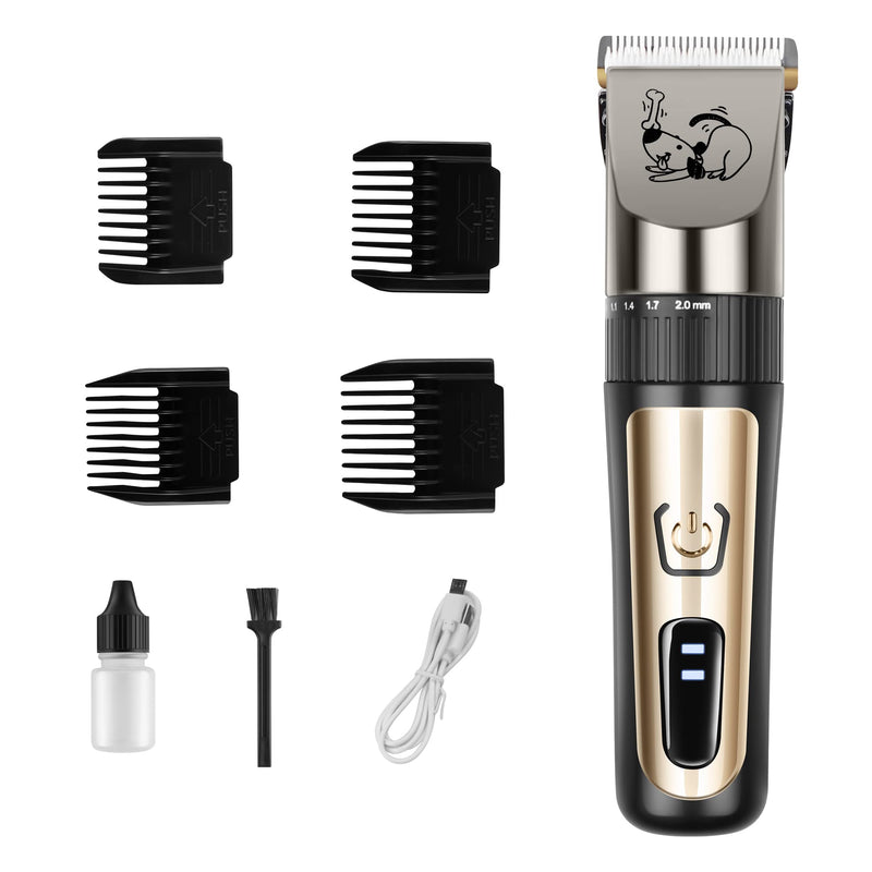 Dog Clippers, Cordless Low Noise Rechargeable Electric Dog Grooming Clipper Kit, Adjustable Clipper Comb & Detachable Blades Dog Trimmer, Suitable for Dogs, Cats, Pets - BeesActive Australia