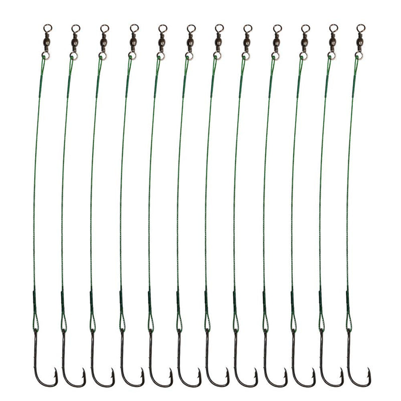 20pcs Wire Leader Hook Rigs Baitholder Fishing Hook Nylon Coated Fishing Wire Leader with Swivel 6.5inch green 2/0-20pcs - BeesActive Australia