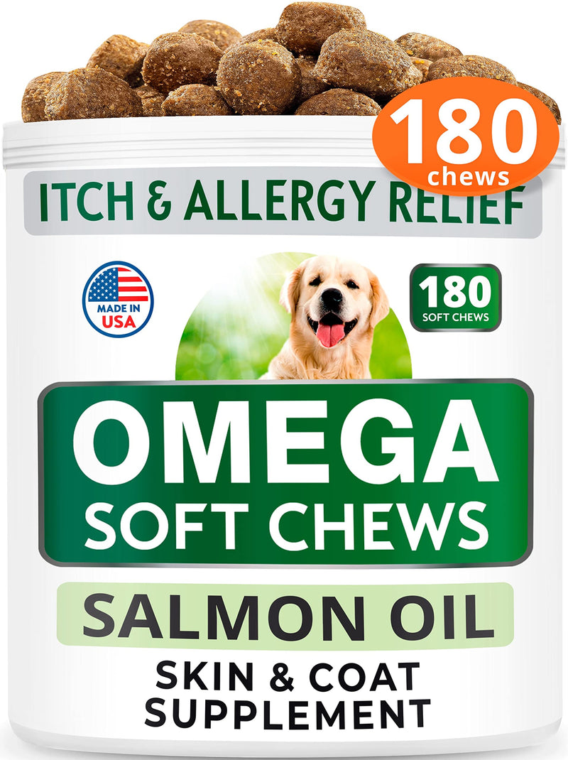 Bark&Spark Omega 3 for Dogs - Fish Oil Treats - Allergy and Itch Relief Chews - Anti-Shedding - Joint Health - Skin and Coat Supplement - EPA & DHA Fatty Acids - Salmon Oil 180 Treats (Pack of 1) - BeesActive Australia
