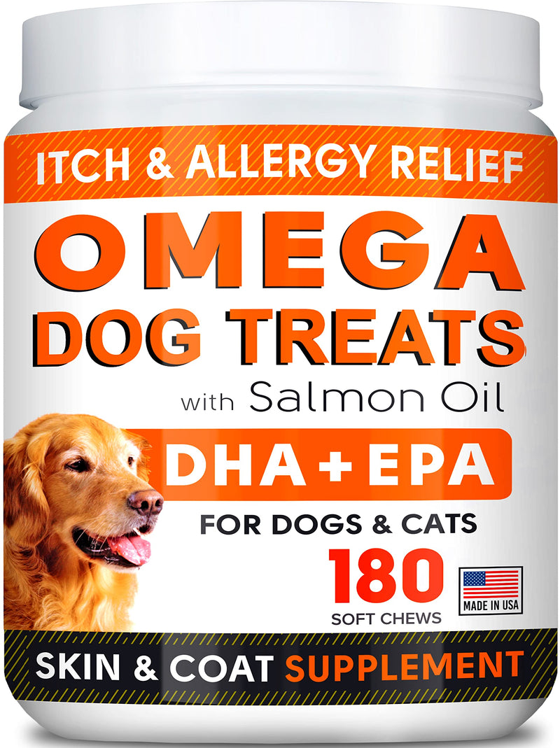 Fish Oil Omega 3 Treats for Dogs - Allergy and Itch Relief - Skin and Coat Supplement - Joint Health - Wild Alaskan Salmon Oil - Shedding, Itchy Skin Relief - Omega 3 6 9 - EPA & DHA 180 Treats - BeesActive Australia