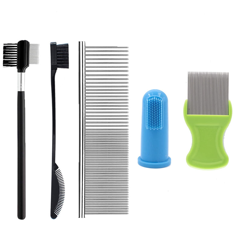 Tear Stain Remover Combs for Pets Grooming Kits Remove Flea Durable Steel Sets Eye Brush Tools for Dogs Cats Puppies Stainless Lice Removing Kit Pet Cleaning Supplies Teeth Grooming 5 Types - BeesActive Australia
