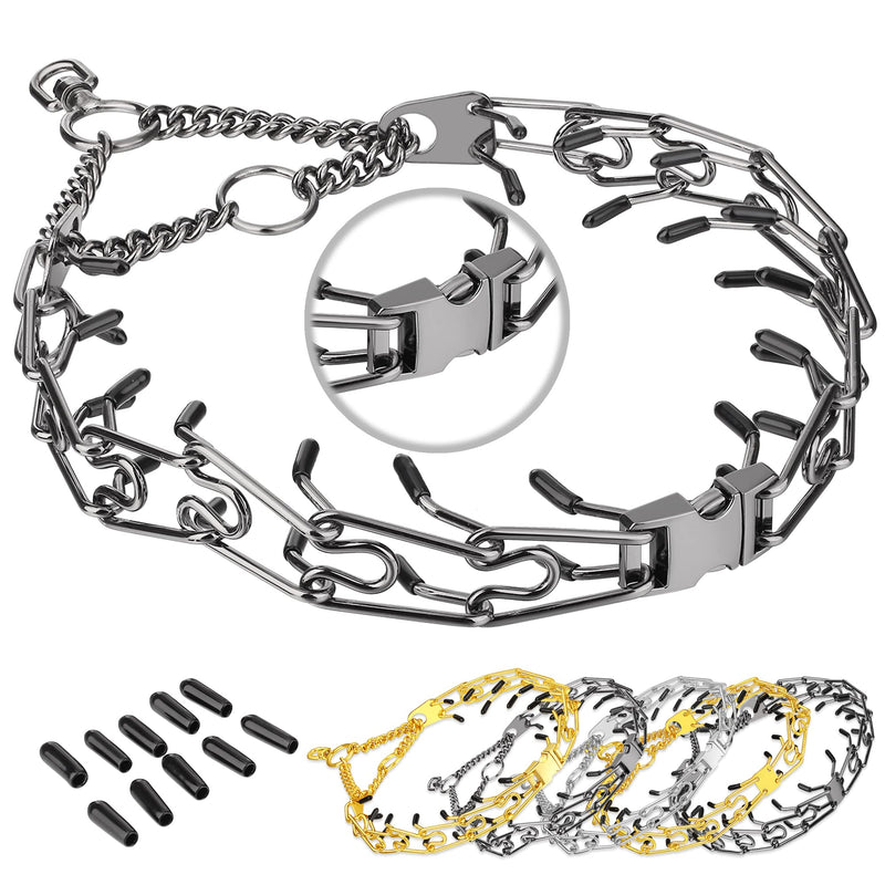 Insfas Dog Chain Collar Adjustable Stainless Steel Links Chain with Quick Release Buckle for Small Medium Large Dogs Black Commended Style (Ship from Amazon) - BeesActive Australia