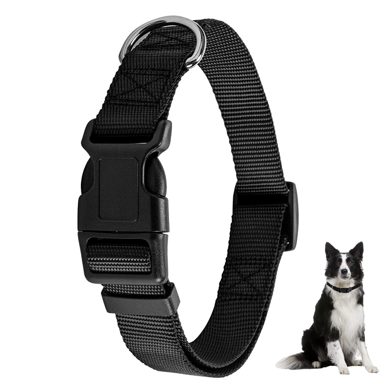 PuppyDoggy Adjustable Dog Collar Black Nylon Dog Collar Martingale Collar for Dogs with Quick Release Buckle Classic Pet Collar for Small Medium Large Dogs Large 1 Pack - BeesActive Australia